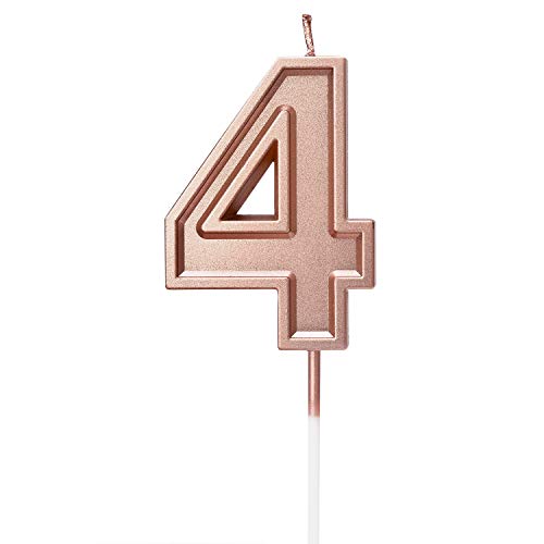 AOSTAR-Birthday-Candles-Number-Rose-Gold-Glitter-Numeral-Candles-Cake-Topper-Decoration-for-Birthdays-Wedding-Reunions-Party-Number-4