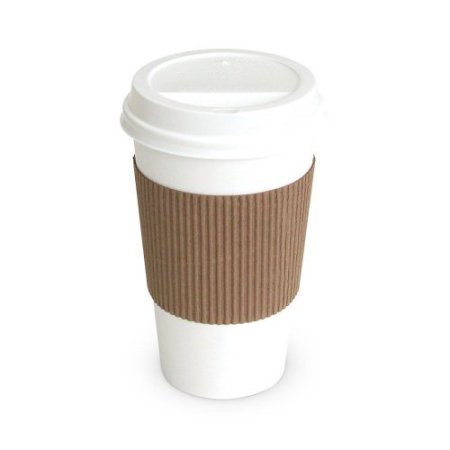 20oz Hot Paper Cups with Lids and Sleeves 50 Pack (white)