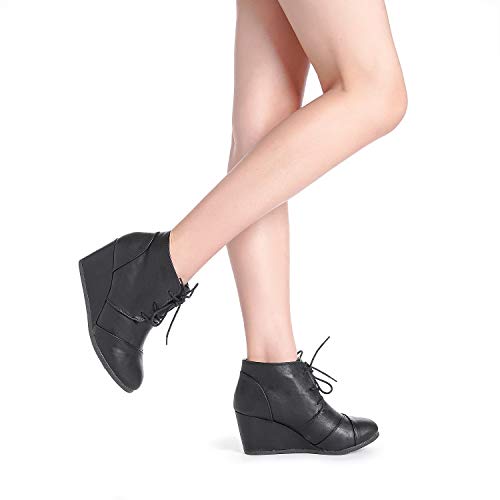 image for DREAM PAIRS TOMSON Women's Casual Fashion Outdoor Lace Up Low Wedge He