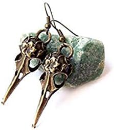 Bird Skull Earrings, Raven Earrings, Bird Earrings, Handmade Jewelry, Handmade Earrings