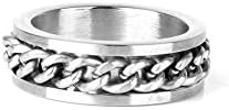 YOIL Exquisite Men's Stainless Steel Containment Chain Band Ring (UK Size T 1/2) Silver