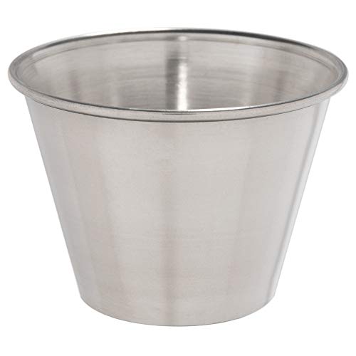 MM Foodservice Stainless Steel Round Sauce Cup, Round ramekin Condiment Sauce Cup, Dipping Sauce Cup (12, 4-Ounce)