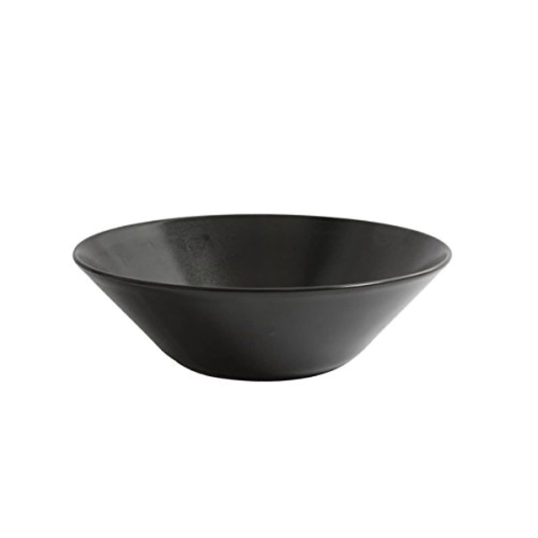 Genware B2968 Stoneware Luna Serving Bowl, Black, 24 cm Width, 8 cm Height, Pack of 6