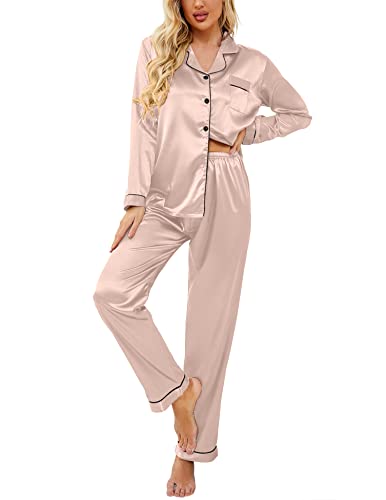 Ekouaer Women s Classic Button Down Long Satin