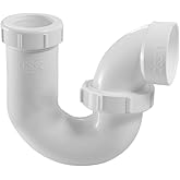 LESSO P Trap PVC 1.5 to 1-1/4 Inch, Leak Odor Proof Drain Kit for Bathroom Kitchen Sink, P-Trap Union 1-1/2 x 1-1/4" Slip Was