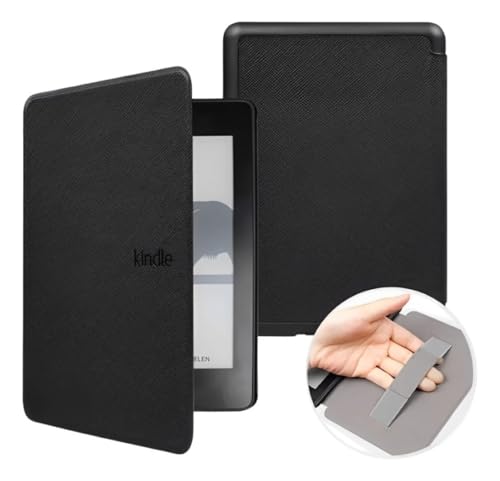Capa Para Kindle Paperwhite 11ª Geração 6,8” (Modelos 2021 – M2L3EK e M2L4EK) – Auto Hibernação – Fechamento Magnético – Leve, Rígida e com Alça de Suporte (Preto)