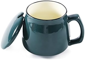Coffee Cup Ceramic Travel Mug with Lid, 12 oz (Dark green)