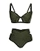 FeelinGirl Women's Sexy Criss Cross High Waist Bandage 2PCS Bikini Set Swimsuit,Atrovirens,M(US8-10)
