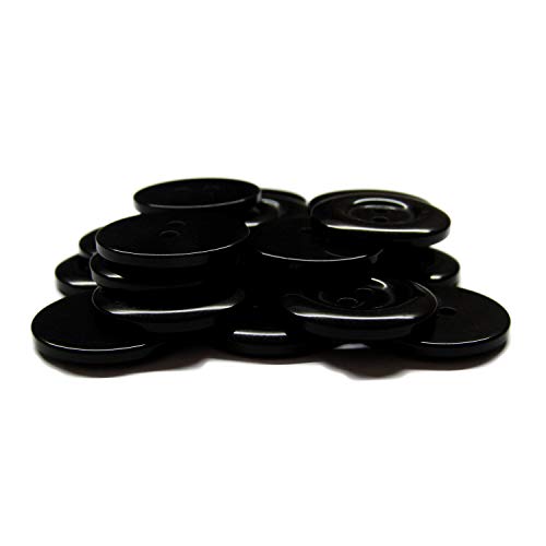 ButtonMode Uniform and Workwear Buttons with 2 Holes Includes 22 Buttons Measuring 19mm (3/4 Inch) Ideal for Manufacturing, Factory, Food Service, Facility and Automotive Uniforms, Black, 22-Buttons