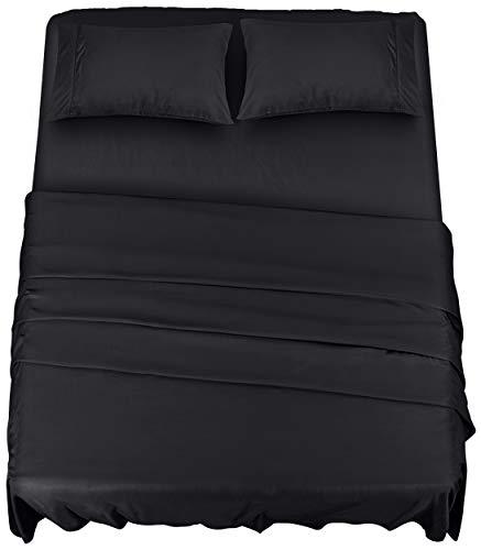 Utopia Bedding Bed Sheet Set - 4 Piece Queen Bedding - Soft Brushed Microfiber Fabric - Wrinkle, Shrinkage & Fade Resistant - Easy Care (Queen, Black)