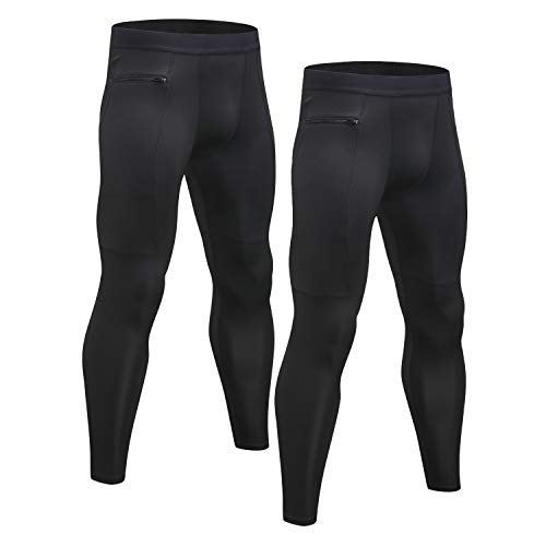 2 Pack Men's Compression Pants Cool Dry Gym Workout Running Leggings Baselayer Sports Tights