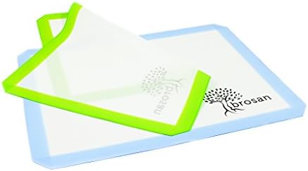 BROSAN Blue/Green Silicone Baking Mat Cookie Sheet Pan Oven Professional Pastry Non Stick Heat Resistant High Premium Quality 16.5” X 12.5”