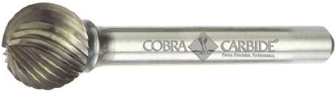 Cobra Carbide 10541 Micro Grain Solid Carbide Burr with Ball End, Single Cut, Shape D SD-41, 1/8" Shank Diameter, 3/32" Head Diameter, 3/32" Cutting Length (Pack of 1)