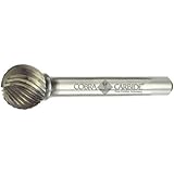Cobra Carbide10623 Micro Grain Solid Carbide Regular Length Burr with Ball End, Single Cut, Shape D SD-5, 1/4" Shank Diameter, 1/2" Head Diameter, 7/16" Cutting Length (Pack of 1)