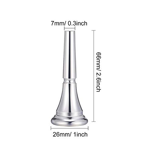 Alician French Horn Mouthpiece Copper Alloy Body Smooth Polished Stylish Plated Music Instrument Spare Part for Musician Beginner Silver Copper Alloy Electronic Accessories