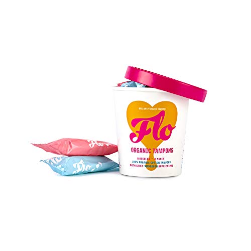 4 Pack Flo Organic Soft Compact Applicator Tampons (4 Tubs of 14 Tampons, 56 Total Tampons)