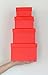 Cypress Lane Square Rigid Gift Boxes, a Nested Set of 4, 3.5x3.5x2 to 6x6x4 inches (Red)