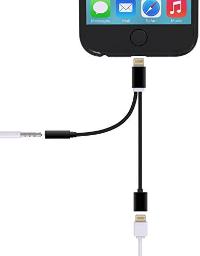 (Upgrade)2 in 1 headphone jack adapter support iOS 10.3, ALANNI Lightning to Charger and Lightning to 3.5mm Aux Earphones Cable for iPhone 7 / 7 Plus (black)