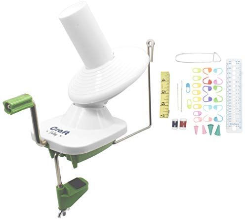 Yarn Winder by Craft Destiny - Easy to Set Up and Use - Hand Operated Yarn Ball Winder 4 Ounce Capacity - Sturdy with Metal Handle and Tabletop Clamp - Knitting kit included