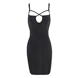 Whoinshop Women's Rayon Backless Low-cut Sling Bandage Cocktail Dress Black S