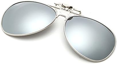 Clip On Flip Up Sunglass for Glasses,UV400 Polarized Mirrored Eyeglass for Myopi Lens,Aviator Style Sunglass