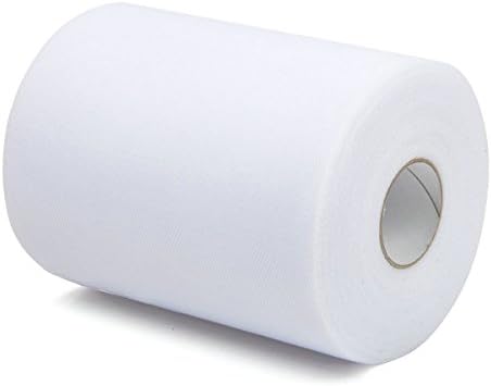 Vsolucky Tulle Roll Spool Tutu Skirt Fabric 6 Inch x 100 Yards (300FT) Wedding Party Table Runner Chair Sash Bow Sewing Crafting Fabric Craft Gift Ribbon (White)