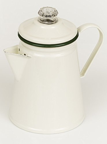 Shabby chic vintage style enamelled coffee percolator