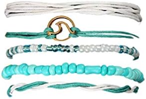 3PC Bohemian Wave Seagull Wool Bracelet,Navy Style Velvet Hand-woven Knit Knot Bracelet Three-piece Suit for Women Girls Holiday Jewelry