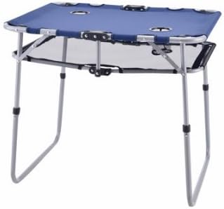 Built-in 2 cup holders Made from durable polyester fabric wrapped around a steel frame Includes carrying bag Folding Picnic Table with Carry Bag and Cup Holders