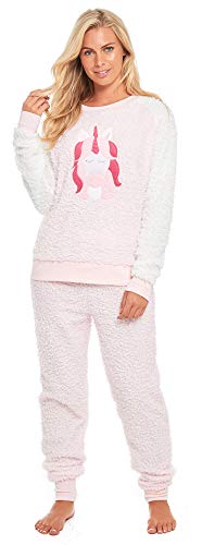 [- Slumber Hut® Ladies Fleece Unicorn Pyjamas - Warm Snuggle Womens Loungewear Pajamas Embroide