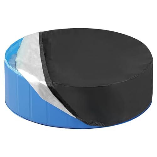Round Pool Cover for Dog Pool, 122 x 30 cm, Waterproof UV Protection, Children's Pool, Paddling Pool Cover, Foldable Waterproof Dog Pool Cover for Dog Pool, Dog Paddling Pool, Black