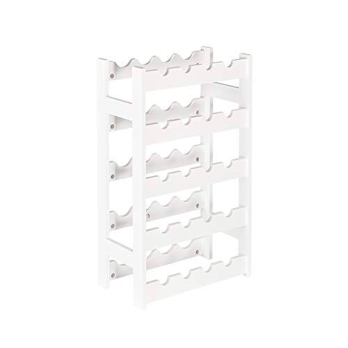 Sunon Wine Rack 5 Tier 20-Bottle Wood Wine Holder Freestanding Wobble-Free Storage Stand Display Wine Shelf (White)