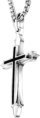 Juvel Jewelry Fashion Cross Pendant 22 Inchs Necklace Titanium Stainless Steel Couple Style for Mens