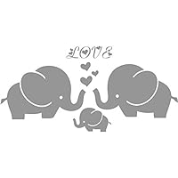 Large Cute Elephant Family With Hearts Wall Decals Baby Nursery Decor Kids Room Wall Stickers, (Large)40