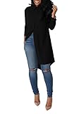 Yidarton Women's Solid Casual Loose Long Sleeve Collar Neck Button Down Chiffon Blouse Tops T-Shirt Dresses