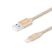 Tranesca Nylon Braided Apple Charging Cable for iPhone X,iPhone8,iPhone 7/7 Plus/iPhone 6/6s/iPad Air/iPad Pro and More-Gold (6 Feet/1.8 Meter)