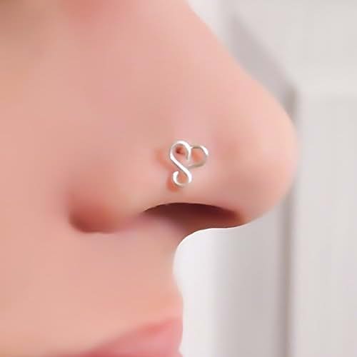 Swirl Heart Shaped L Shaped Nose Ring/Stud 925 Sterling Silver/14K Yellow or Rose Gold Filled