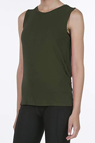 iliad USA 9056 Women's Backless Yoga Workout Active Loose Knotted Back Tank Top New Olive 2XL