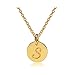 THREE KEYS JEWELRY Stainless Steel 18k Gold Tone Initial Alphabet Disc Pendant Necklace 18