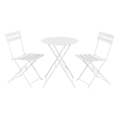 ADHW Bistroset Tisch 2 Stühle Essgruppe Sitzgruppe Balkonset Gartengarnitur