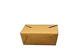 Take Out Containers Easy Fold & Close (Pack of 50) Box #8 Kraft Paper with Poly-coated Inside To-go Containers [48oz - 5.9” x 4.6” x 2.4”]
