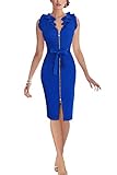 Babyonline Women's Sleeveless Front Zipper Retro Wear to Work Pencil Party Dress