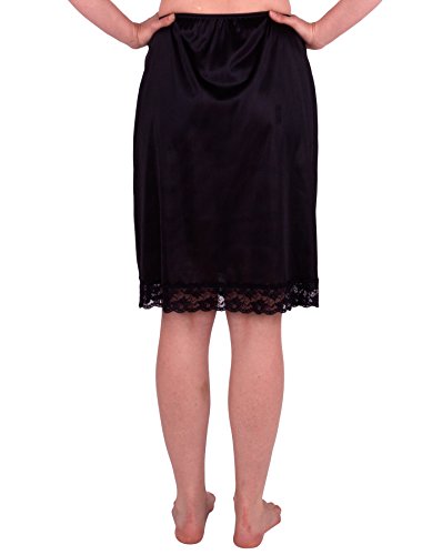 Under Moments Classic Vintage Half Slip with Lace Details 23" (Black-XL)