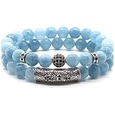 GDLKPYHS 2Pcs Healing Crystal Beaded Bracelet for Men Women Handmade 8MM Beads Stretch Bracelet Protection Bracelets Bring Good Luck Prosperity and Happiness Gifts for Men Women