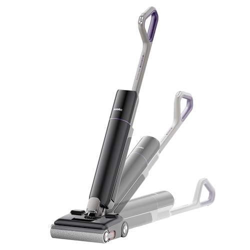 FloorShine 830 Aspirapolvere Lavapavimenti 24000Pa, Lavasciuga Pavimenti senza Filo Design Piatto 180° 13,7cm, Anti-Groviglio, Bordi su 3 Lati, per Case con Animali, Autonomia 60 Min