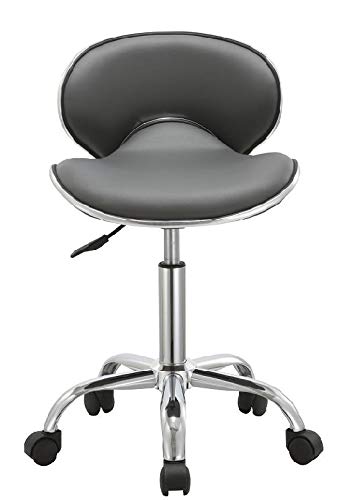 Height-Adjustable Swivel Chair with Wheels Leatherette Top for Salon/Spa / Bar/Medical / Doctor Stool in Chrome Finish (Grey) by DuraComf
