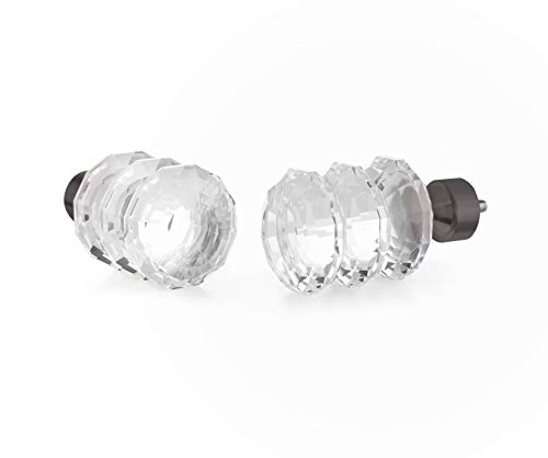 Sheffield Home, AMG, and Enchante Accessories, 3 Ring Crystal Curtain Rod, 36 to 66-Inch, Pewter - Thumbnail 2