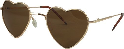 Revive Eyewear Men's Heart Shaped Retro Lolita 60's Gold Frame/ Brown Lens Non Polarized Sunglasses 50