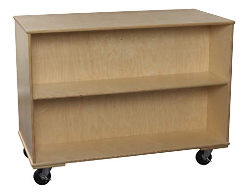 Classroom Select 1467858 Mobile Double-Sided Book Case with Adjustable Shelf, Birch veneer, 36", Natural Wood Tone