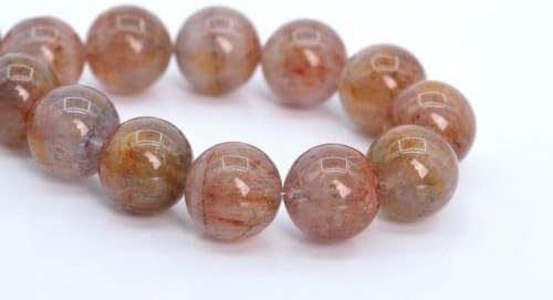7mm Genuine Natural Auralite 23 Cacoxenite Beads Grade A Round Loose Beads 7'' Crafting Key Chain Bracelet Necklace Jewelry Accessories Pendants
